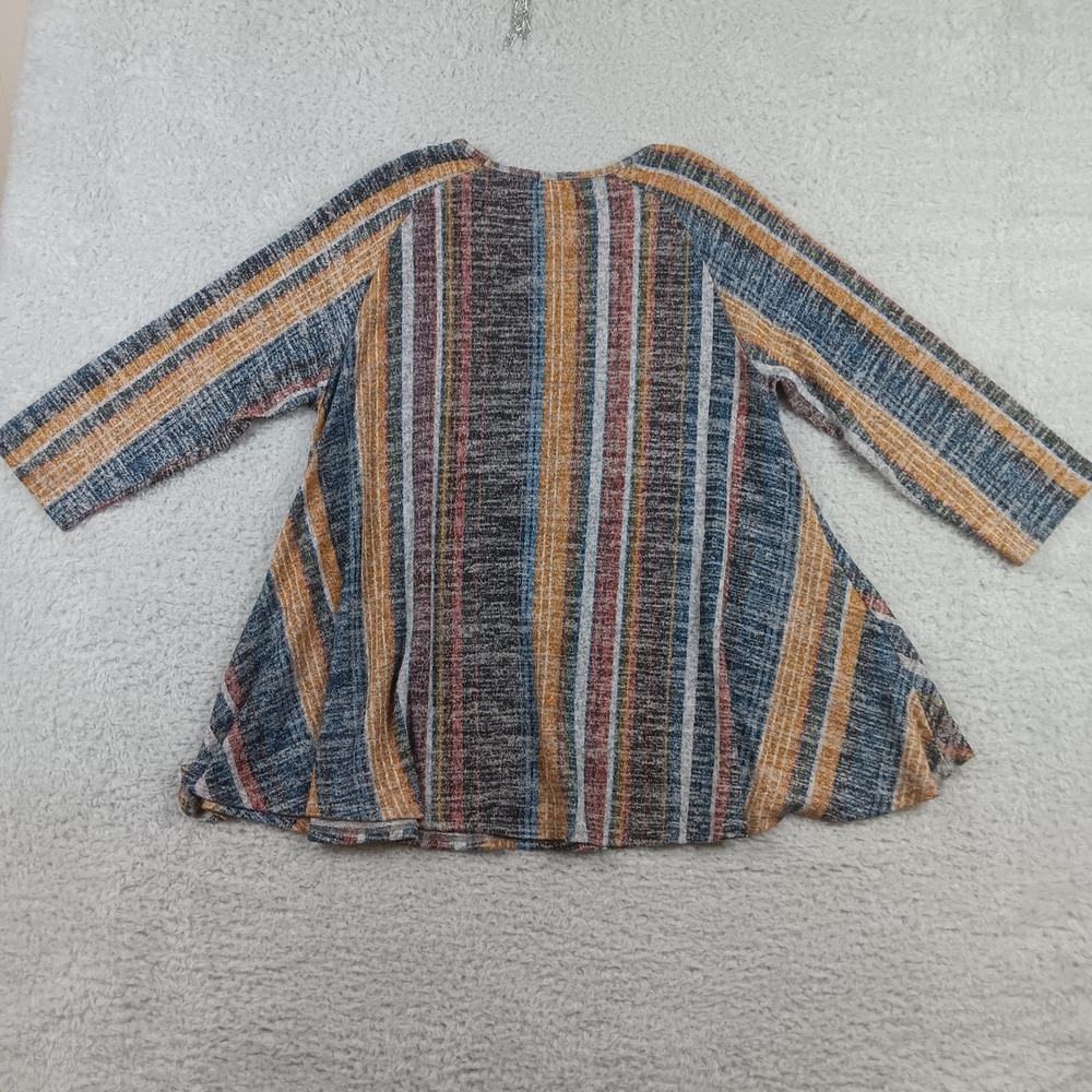 Chacha Vente Tunic Top Women L Multicolor Vertical Stripe Raglan A1330-K243-ST - Picture 2 of 7